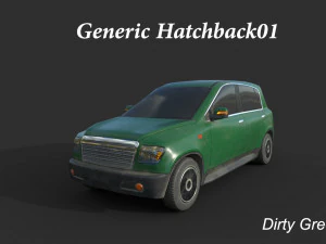 hatchback gen&eacute;rico 01 verde sujo Modelo 3D