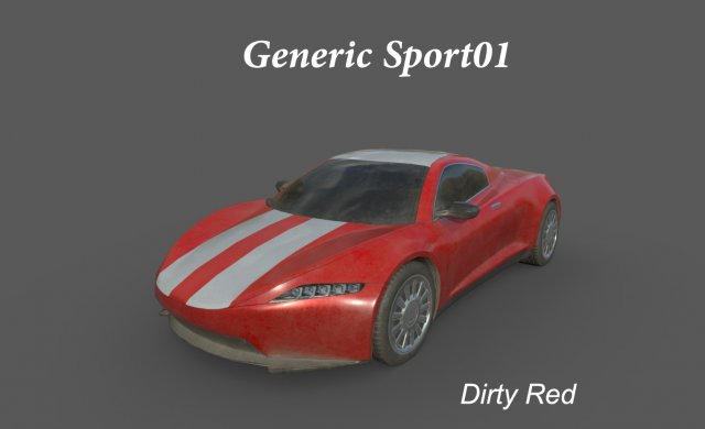 generic sport car dirty red Model 3D .c4d .max .obj .3ds .fbx .stl .blend 