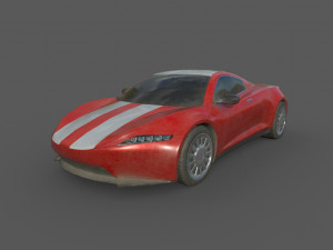 generic sport car dirty red Model 3D