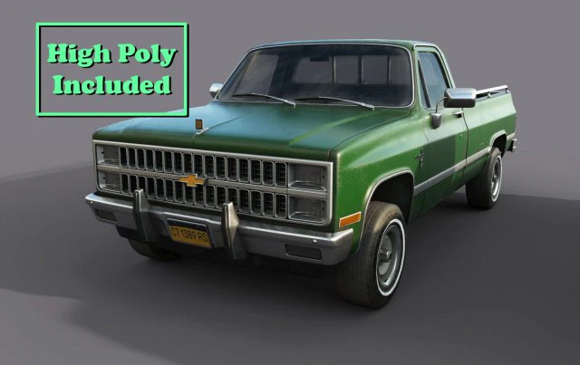 chevrolet c10 1982 green 3D Model .c4d .max .obj .3ds .fbx .stl .blend