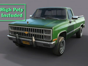 chevrolet c10 1982 green 3D Model