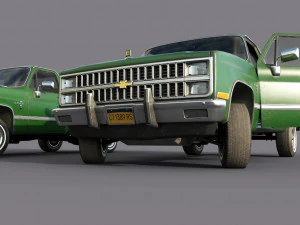 chevrolet c10 1982 green 3D Model
