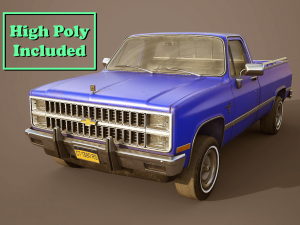 chevrolet c10 1982 blue Modèle 3D