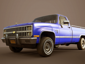 chevrolet c10 1982 blue 3D Model