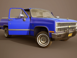chevrolet c10 1982 blue 3D Model