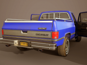 chevrolet c10 1982 blue 3D Model