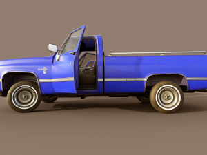 chevrolet c10 1982 blue 3D Model