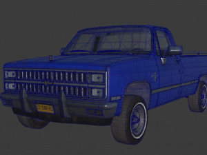 chevrolet c10 1982 blue 3D Model