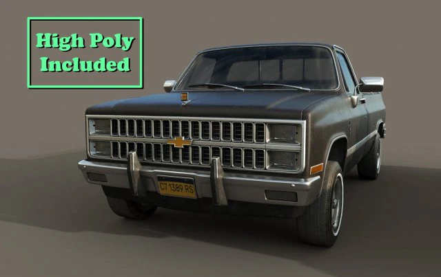 chevrolet c10 1982 black 3D Model .c4d .max .obj .3ds .fbx .stl .blend