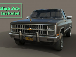 chevrolet c10 1982 black 3D Model
