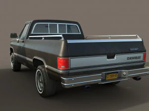 chevrolet c10 1982 black 3D Model