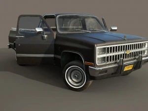 chevrolet c10 1982 black 3D Model