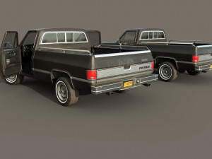chevrolet c10 1982 black Modelo 3D