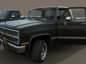 chevrolet c10 1982 black 3D Model
