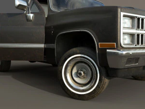 chevrolet c10 1982 black 3D Model