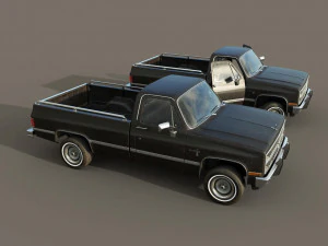 chevrolet c10 1982 black 3D Model