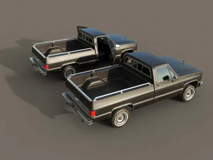 chevrolet c10 1982 black 3D Model