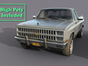 chevrolet c10 1982 grey 3D Model