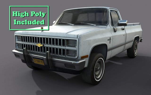 chevrolet c10 1982 white 3D Model .c4d .max .obj .3ds .fbx .stl .blend 