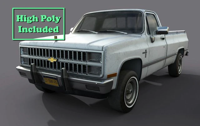 chevrolet c10 1982 white 3D Model .c4d .max .obj .3ds .fbx .stl .blend 