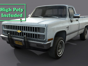 chevrolet c10 1982 white 3D Model