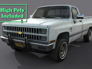 chevrolet c10 1982 white 3D Model