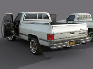 chevrolet c10 1982 white 3D Model