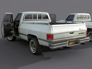 chevrolet c10 1982 white 3D Model