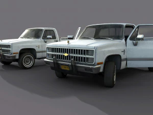 chevrolet c10 1982 white 3D Model