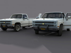 chevrolet c10 1982 white 3D Model