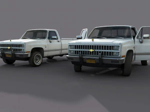 chevrolet c10 1982 white 3D Model