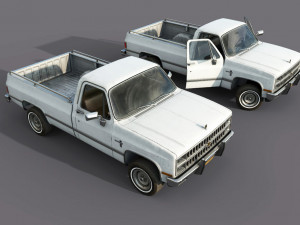 chevrolet c10 1982 white 3D Model