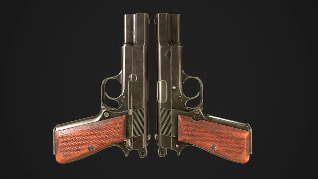 browning high power p-35 9mm 3D Model .c4d .max .obj .3ds .fbx .stl .blend 