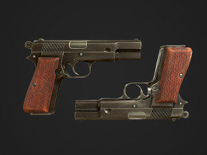 browning high power p-35 9mm 3D Model