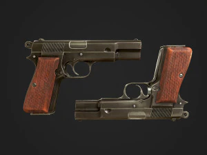 browning high power p-35 9mm 3D Model