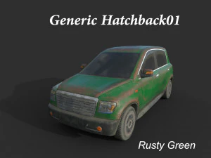 hatchback gen&eacute;rico 01 verde enferrujado Modelo 3D
