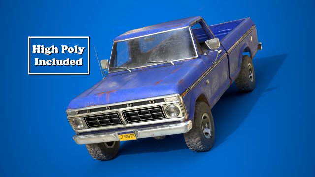 f100 1976 old blue Modelo 3D .c4d .max .obj .3ds .fbx .stl .blend 