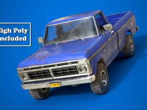 f100 1976 old blue 3D मॉडल