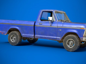 f100 1976 old blue Modelo 3D