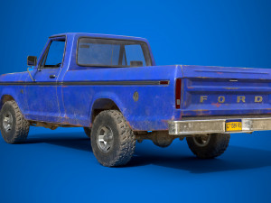 f100 1976 old blue Modelo 3D