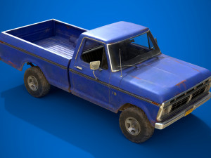 f100 1976 old blue Modelo 3D