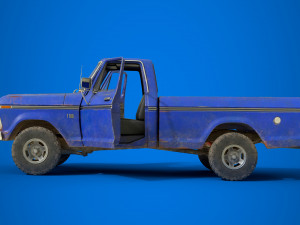 f100 1976 old blue Modelo 3D