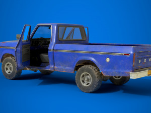 f100 1976 old blue Modelo 3D