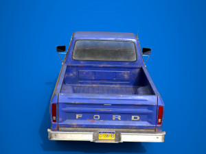 f100 1976 old blue Modelo 3D