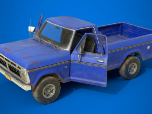 f100 1976 old blue Modelo 3D