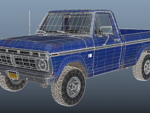 f100 1976 old blue Modelo 3D