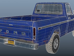 f100 1976 old blue Modelo 3D