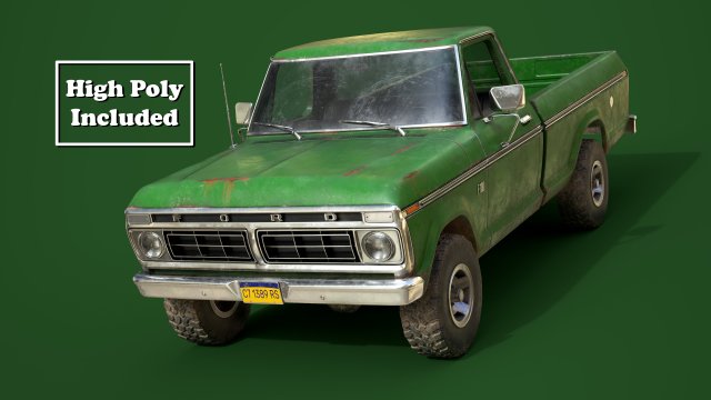 f100 1976 old green 3Dモデル .c4d .max .obj .3ds .fbx .stl .blend 