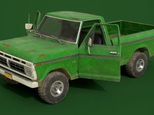f100 1976 old green 3Dモデル
