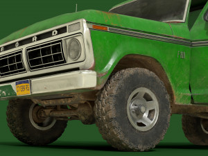 f100 1976 old green 3Dモデル